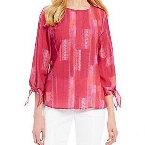 NWT Halston 3/4 Sleeve Tie Cuff Top Size S/P